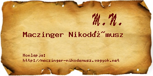 Maczinger Nikodémusz névjegykártya